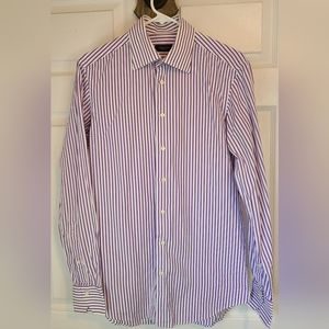 Profuomo Men's Classic Long Sleeve Oxford Dress Shirt,Size:15 Color: Purple